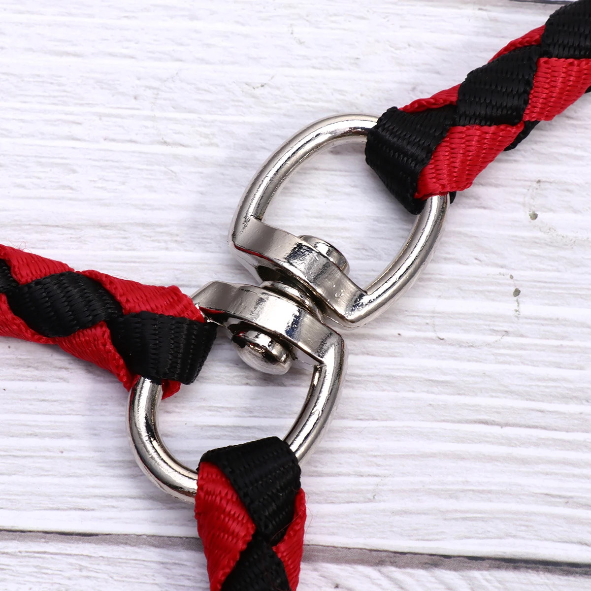 

1pc Pet Dog Leash Double-Headed 145X15X3Cm Black+Red Braided Durable Outdoor Training Lead Comfortable Hand Release