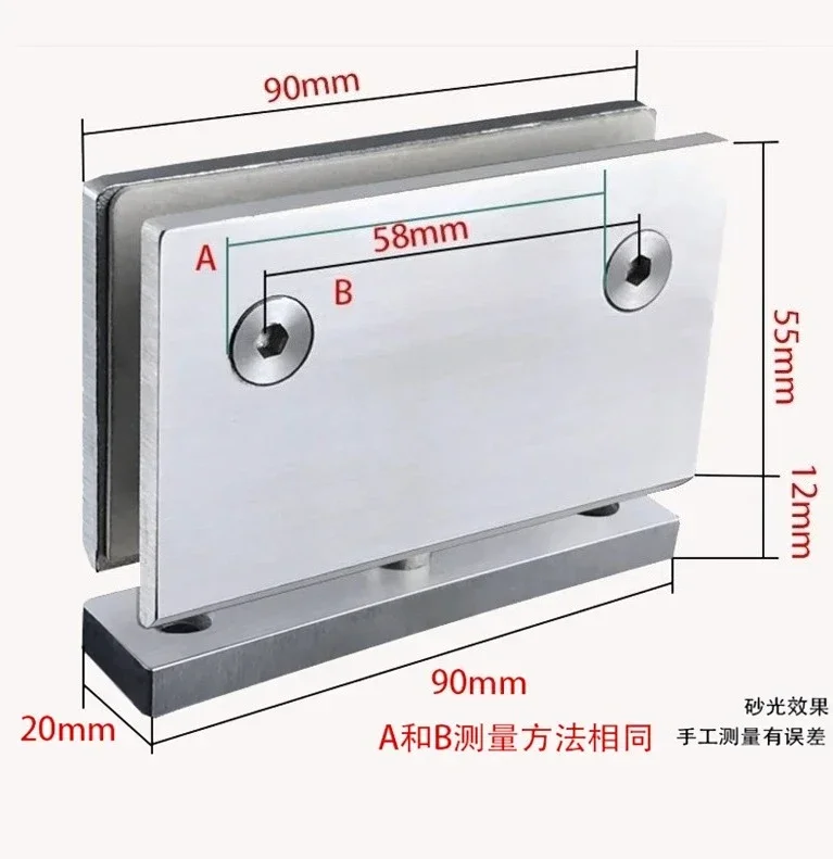 Square bevel 360degree rotate stainless steel bathroom glass clamp/clip/hinge,mirror finish,for Frameless door,Automatic closing