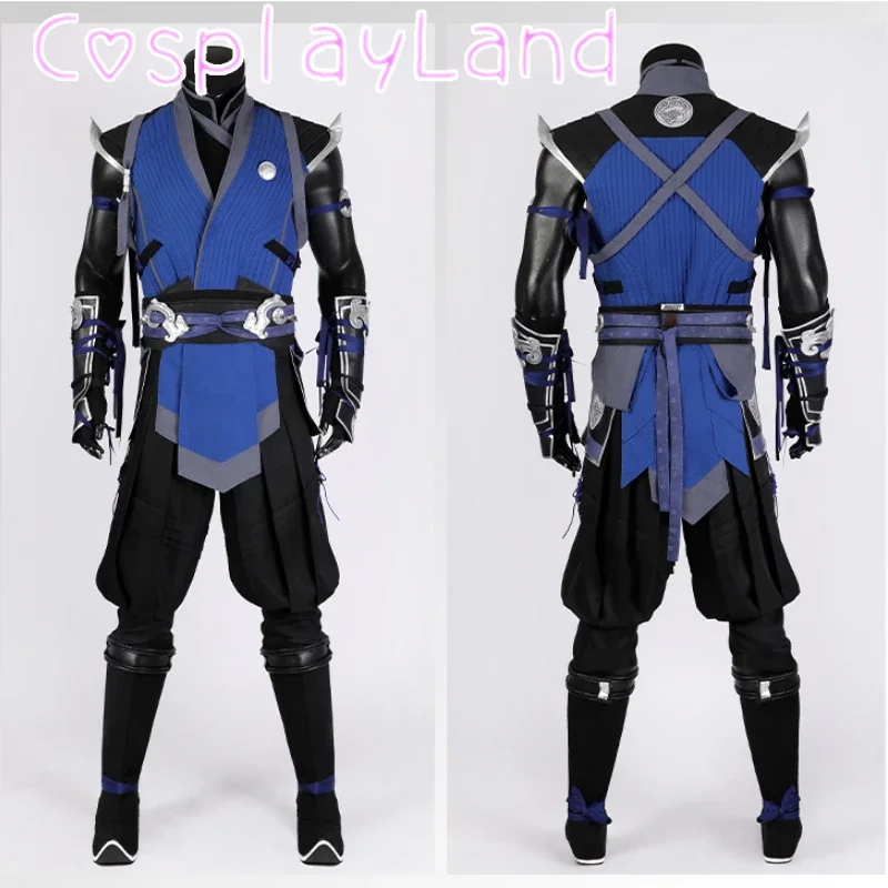 Fighting Game Kombat Cosplay Costume Outfit Sub-Zero Blue Clothes With Belt Comic Con Cos Roleplay Halloween Carnival Men Suit