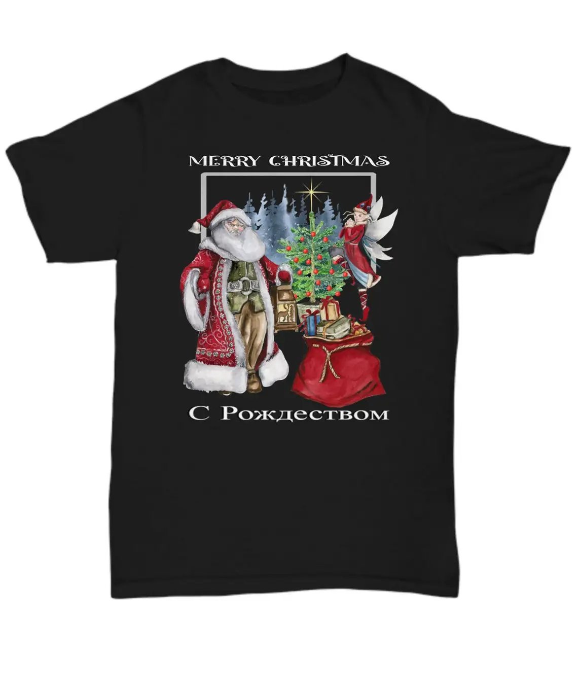 

Russian Santa Cute Elf Helper Christmas Wishes Gift T-Shirt New 100% Cotton O-Neck Short Sleeve Casual Mens T-shirt Size S-3XL