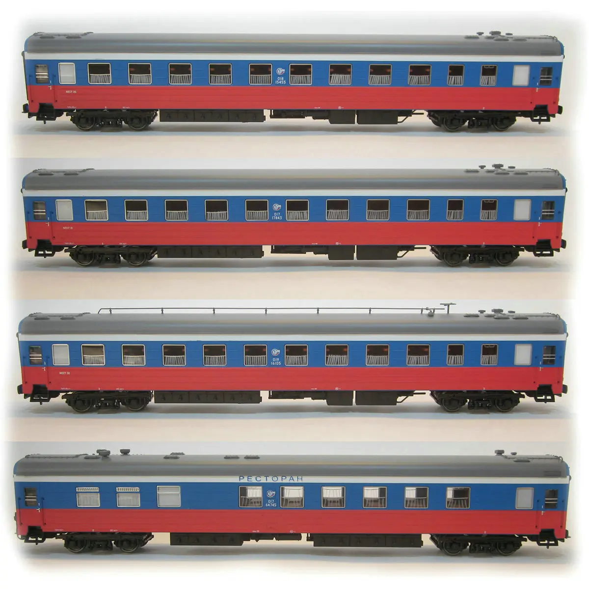 HERIS Train Model Carriage HO 1/87 17104 SZD Russian Railways Passenger Carriage 1 Section/4 Section Set Optional Rail Car Toy