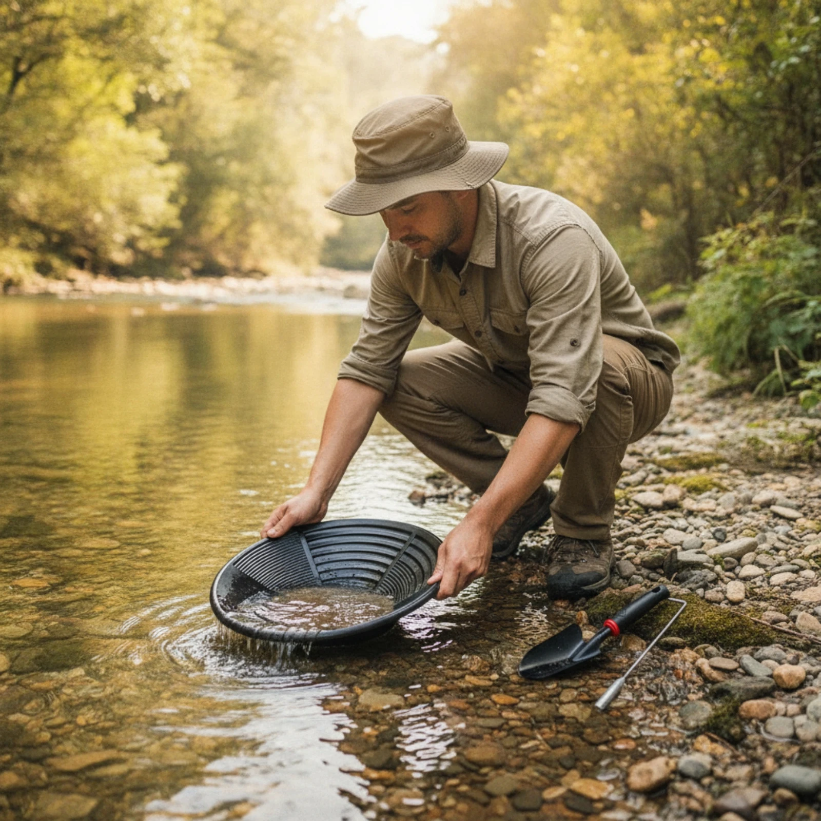 

Gold Panning Kit Plastic Gold Pan with Shovel Basin Lightweight Beginner for Prospectors, River
