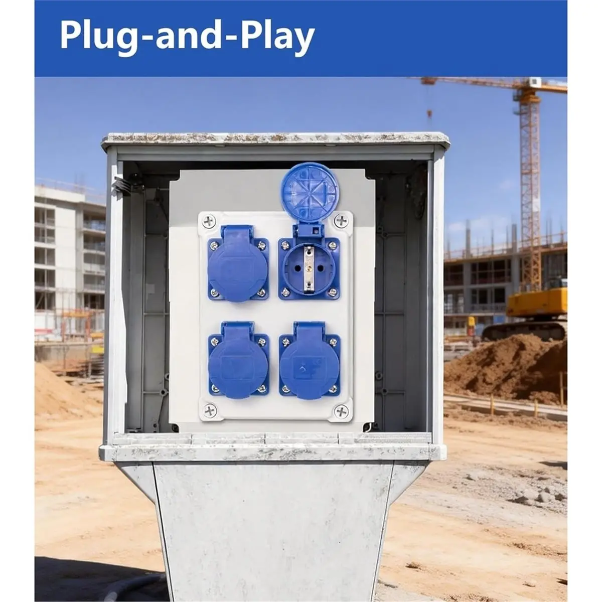 【MUST-HAVE LIST】 Wall Distributor for Construction Sites, IP44 -Mounted Schuko with 4 X 230 V 16 A Sockets