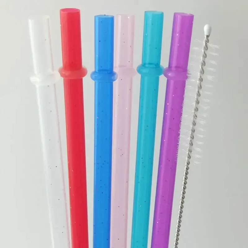 12 PCS New Pure Color Belt Belt Glitter Gold Powder Plastic Tube Thickened and Hard Party Creative Ceusable Colorful Straw