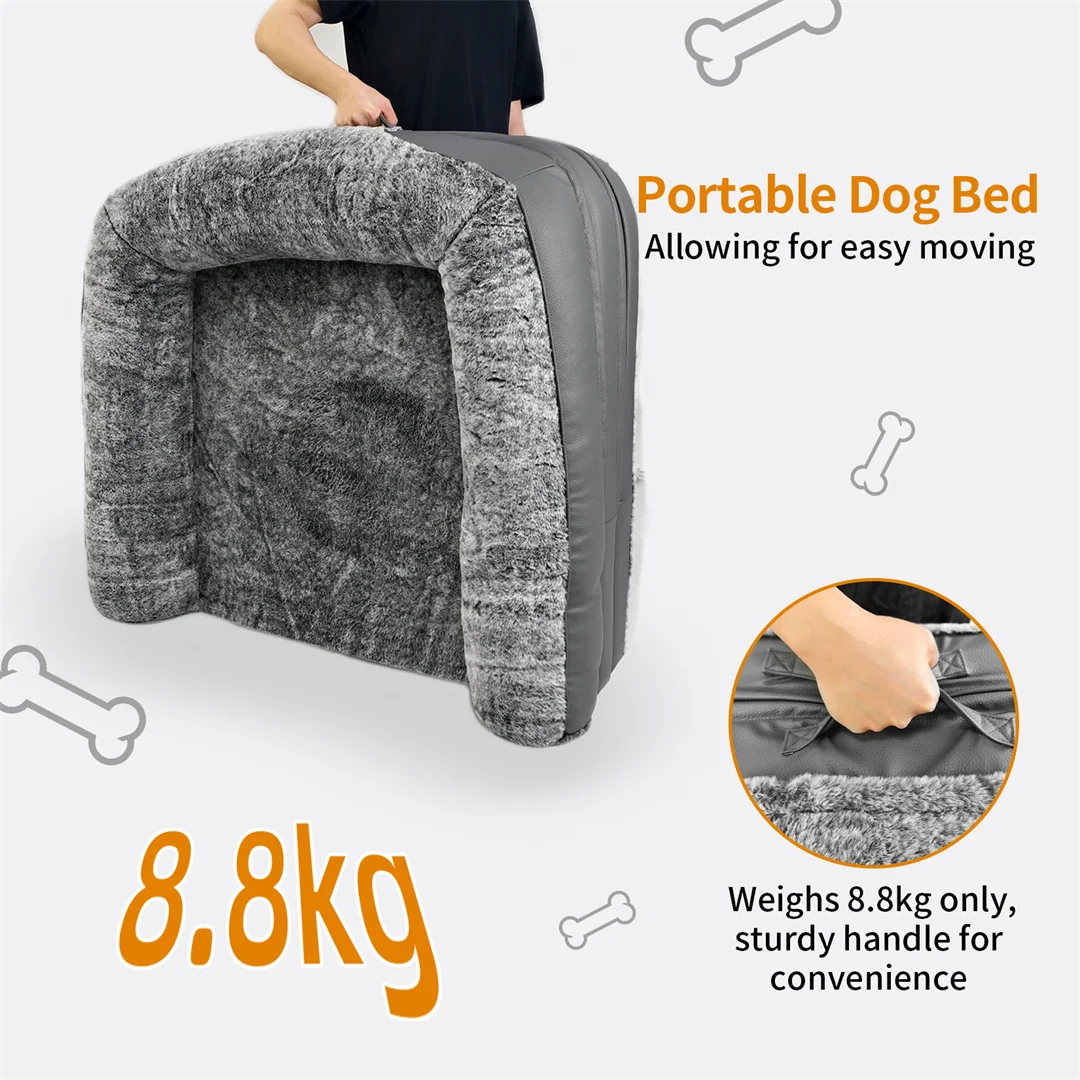 180cm Giant Dog Bed, Human Size Foldable Orthopedic Pet Bed with Plush Cover, Extra Large Calming Dog Mattress