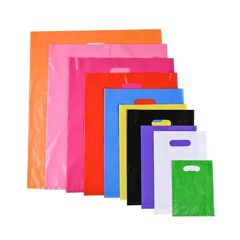 500pcs/Lot Wholesale Wholesale PE Flat Mouth Clothing Store Boutique Gifts Plastic Hand Bag Custom Logo Printing Packaging