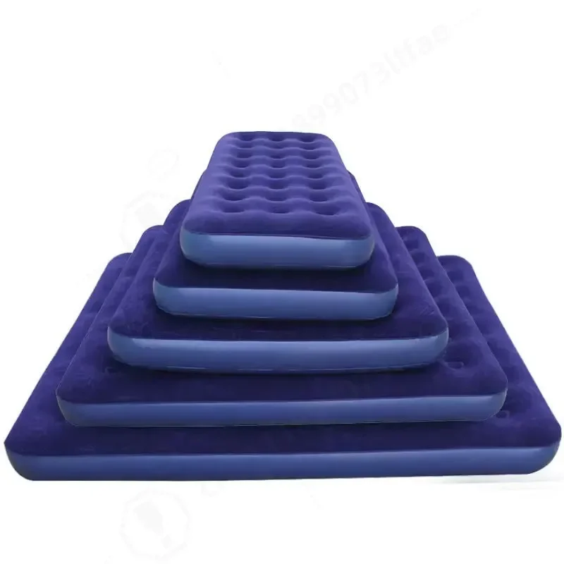 Camping PVC Flocking Inflatable Bed Honeycomb Mattress Blue Self-Inflating Air Bed Model