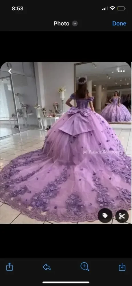 Angelsbridep-Vestido Quinceanera Apliques de renda lilás roxo, Doce 16 Lace Up Bow Corset Dress, 15 vestido Quinceanera