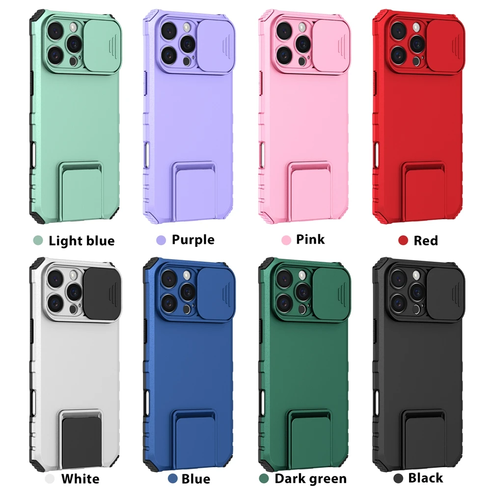 Kamera-Schutz-Schiebehülle für iPhone 17 16 15 14 13 12 11 8 7 Plus Pro X XS XR Max SE – Robuste Kunststoff-Handyhülle mit Halterung – Detail 1
