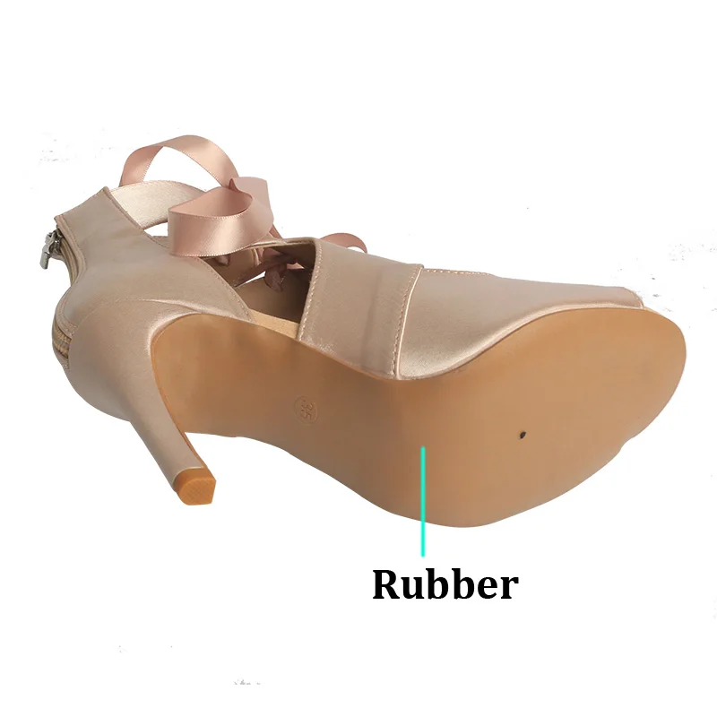 Wedopus haute qualité Satin Blush rose semelle de rue bottes de danse à talons hauts pour femmes chaussures de danse talons de danse latine 9CM