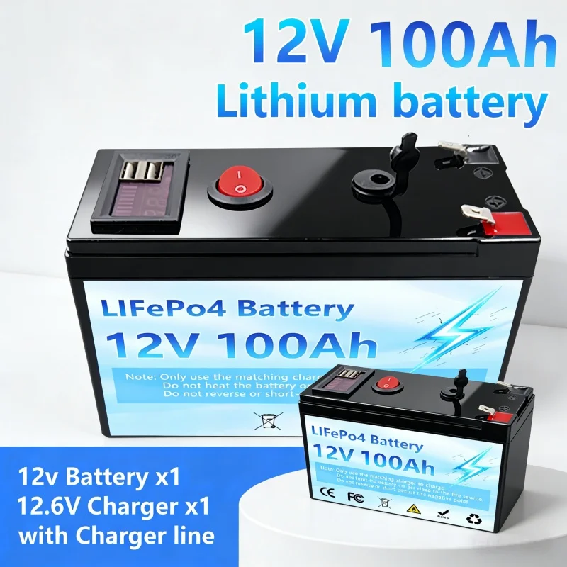 12V 100Ah LiFePO4 Battery Deep Cycle 6000+ Cycles for Solar Home RV Boat Power Supply
