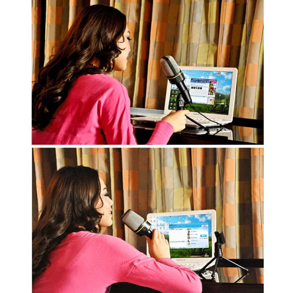 

Retro Microphone 35MM Computer Recording Desktop Small Mini Holder Clip Tripod Adjustable Sound Amplification Compatible PC