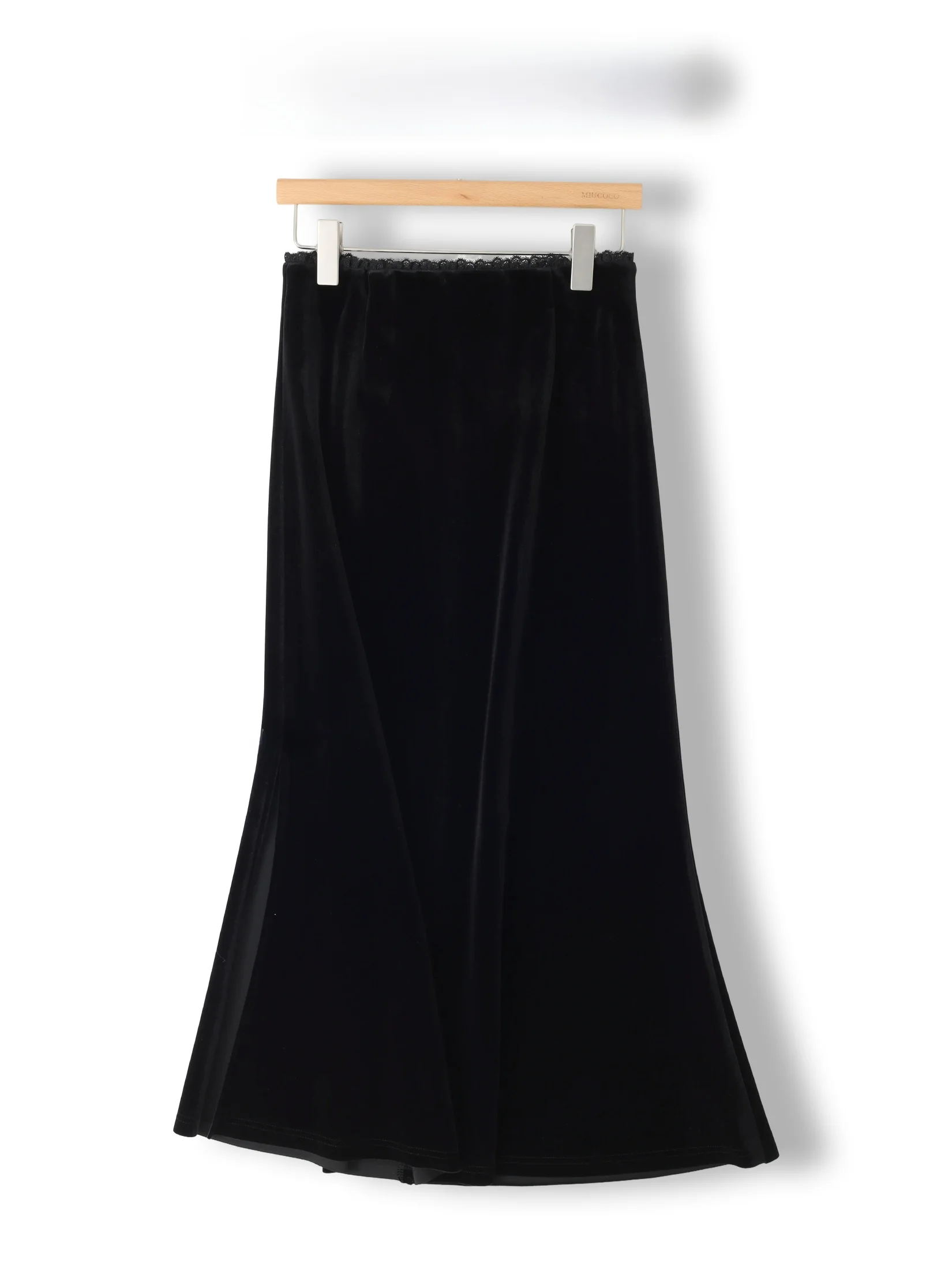 

Elegant Chinese Style Velvet Fish Tail Skirt High Waist Midi Split Button Ladies Fashion Resistant to Deformation Side Opening