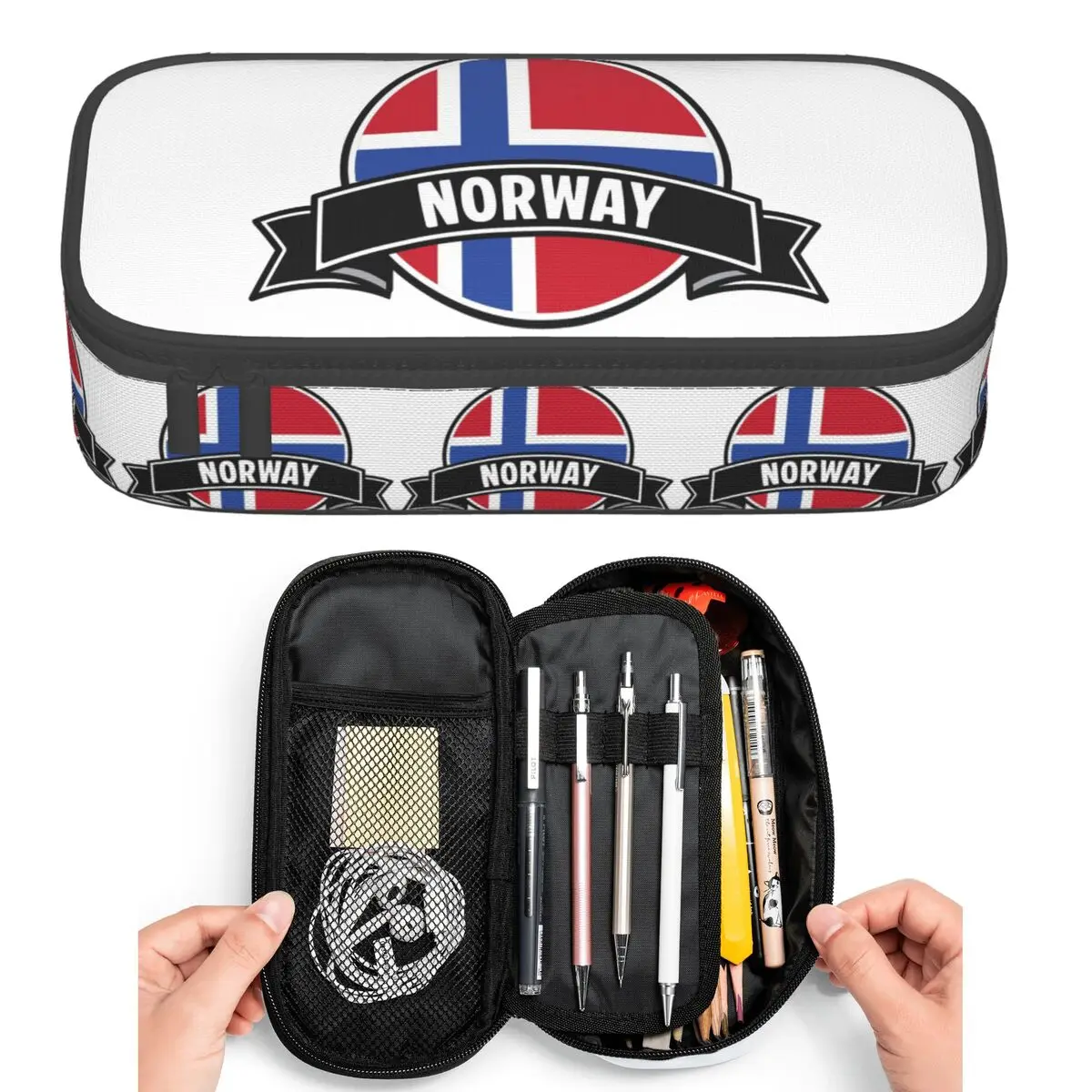

Norway Flag Pencil Cases for Students Pen Box Pencil Bag Large Capacity Pencil Pouch Pen Holder