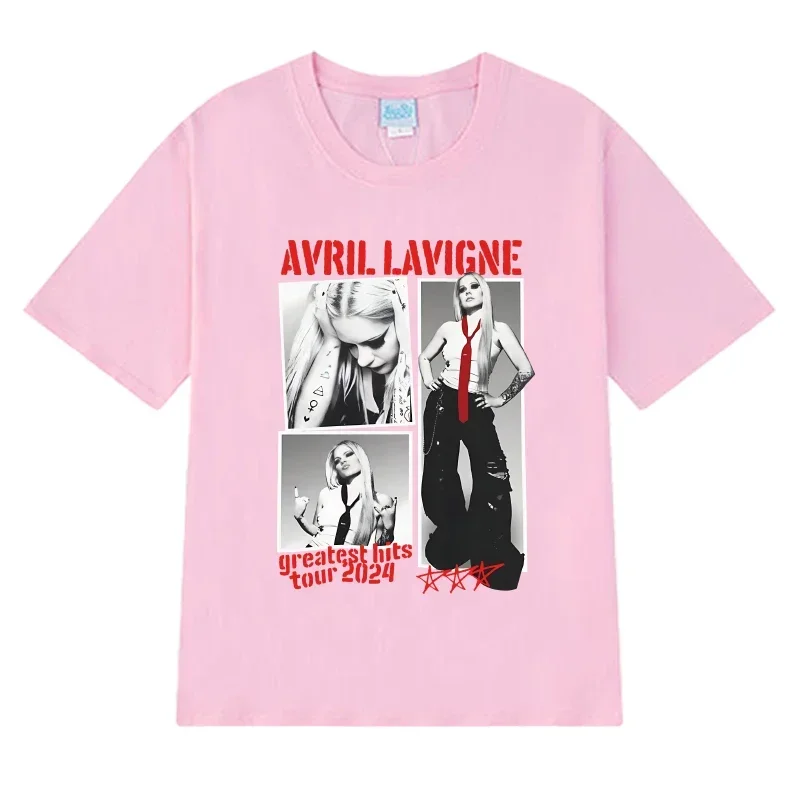 رائجة البيع أفريل لافين أعظم الزيارات جولة 2025 مطبوعة تي شيرت الرجال النساء المتضخم قصيرة الأكمام تي شيرت للجنسين 100% ملابس علوية من القطن