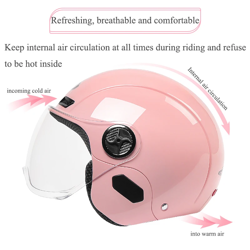 AD Motorcycle/Battery Car Helmet Men\'s And Women\'s Single Lens Visors Cute Half-helmet Summer Seasons Lightweight Safety Helmet