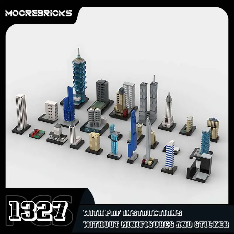 MOC Architecture Bundle Building Block City Landmark Landscape Model Assembly Small Particle Bricks Children's Commemorative Toy