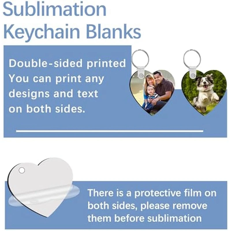 240-teiliges Herz-Doppelseiten-Sublimations-Schlüsselanhänger-Rohlinge-Set inklusive 160 Ringen und Clips für individuelle Schlüsselanhänger