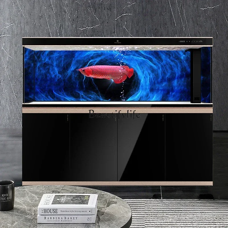 

ld33-*Medium and Large Light Luxury Living Room Screen Bottom Filter Fish Tank Ecological Super White Glass Aquarium