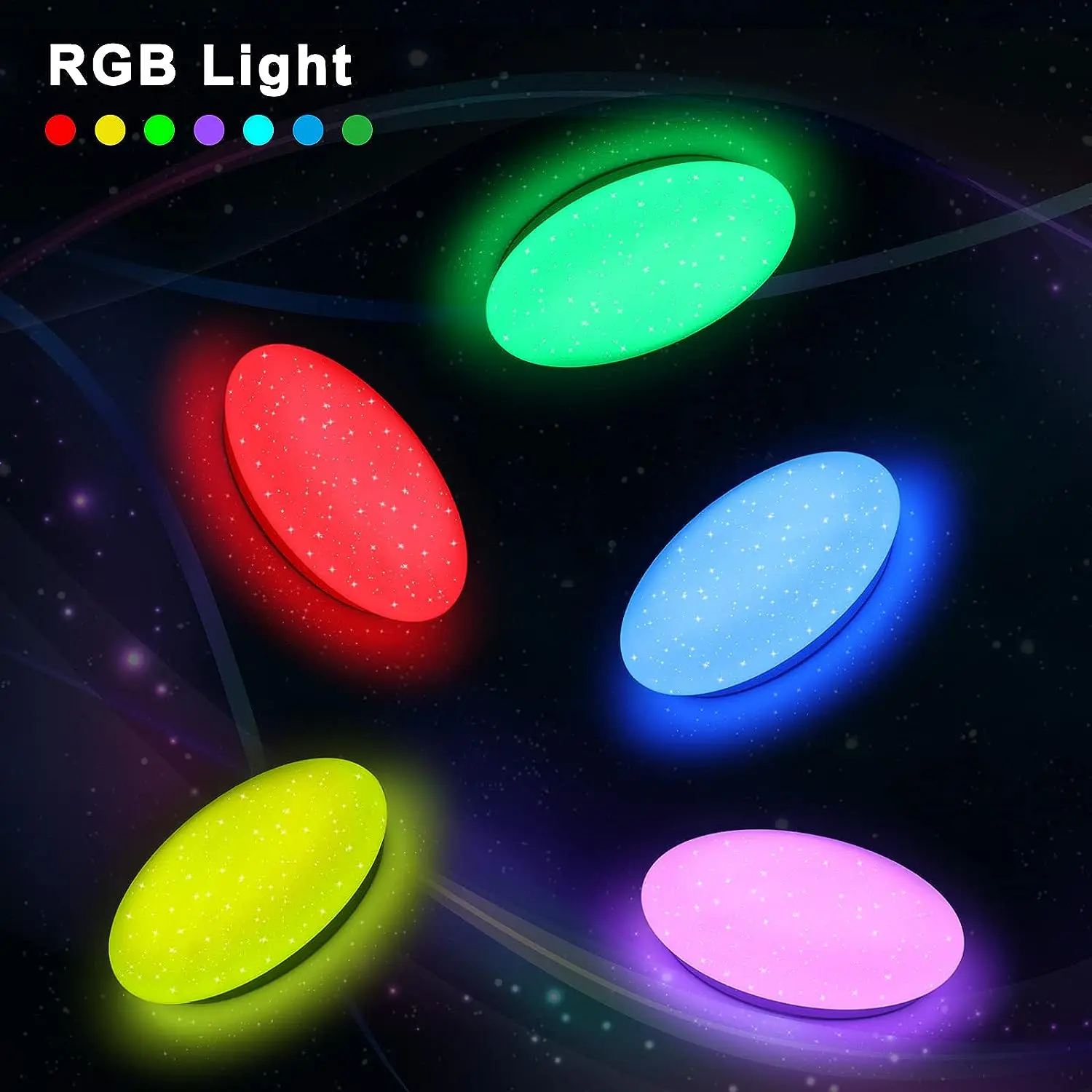MANVIV RGB Colorful LED Lights for Room 24W Smart Ceiling Lamp Remote Control Modern Home Decoration Party 220V Light Fixture
