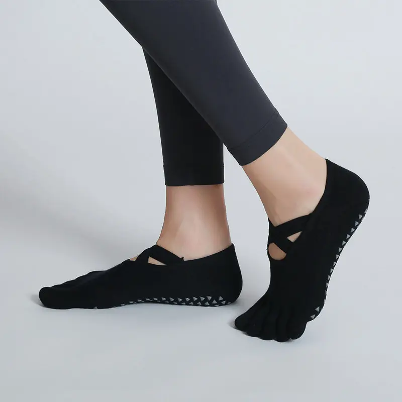 Damen Fünf-Finger-Yoga-Socken Professionelle Silikon-Antirutsch-Ballett-Pilates-Socken Atmungsaktive Bandage-Yoga-Sportsocken für Frauen – Detail 9