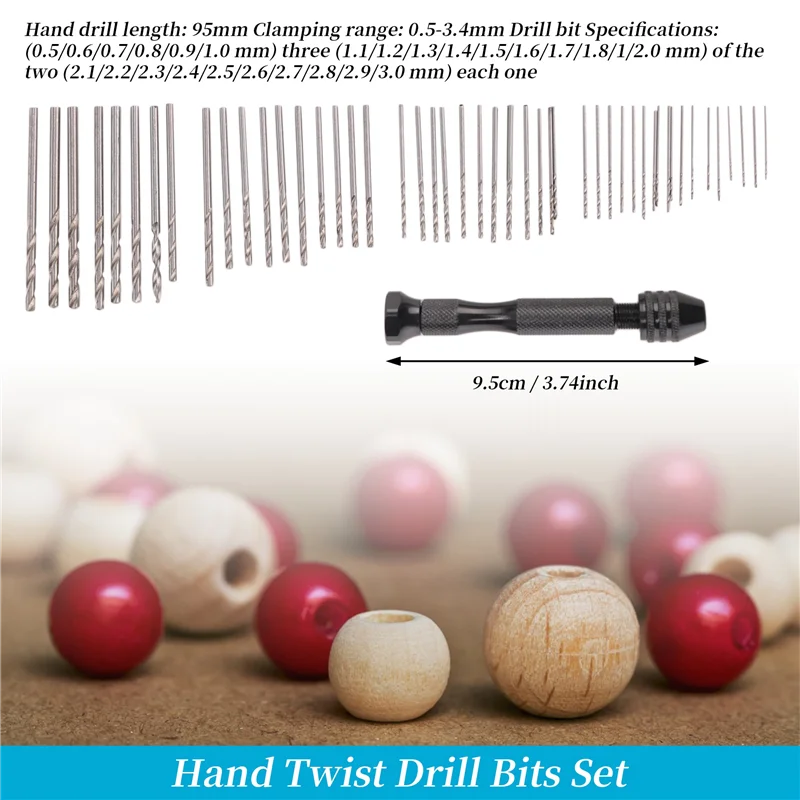 【Flash Sale】Hand Drill Set Precision Pin Vise With 49 Pcs Mini Twist Drill Bits For Model,Diy,Jewelry Making,Multipurpose Rotary