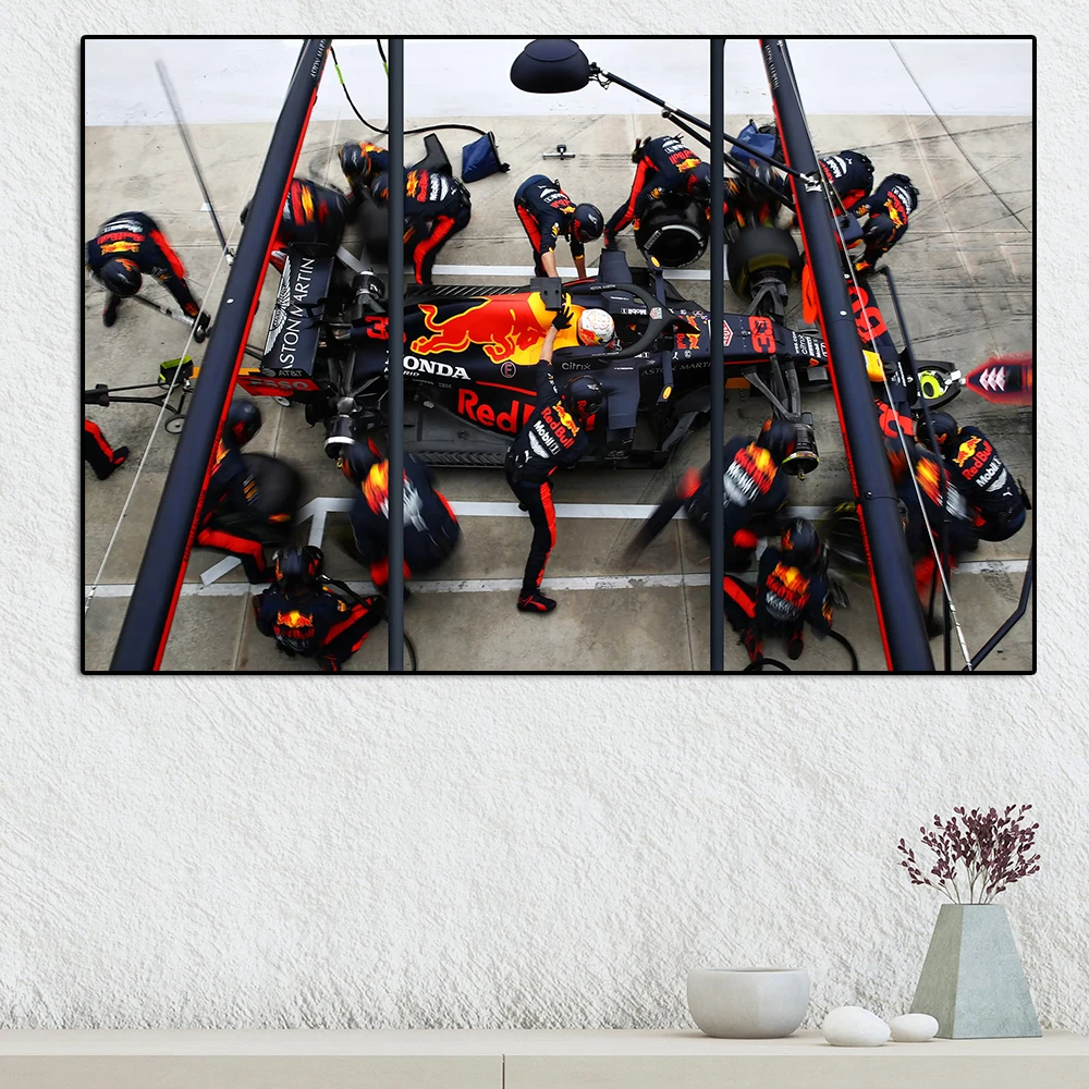 

Formula Grand Prix Race Car Pit Stop Poster Print Abstract Red Team Racing Canvas Painting Verstappen Wall Art Room Home Decor