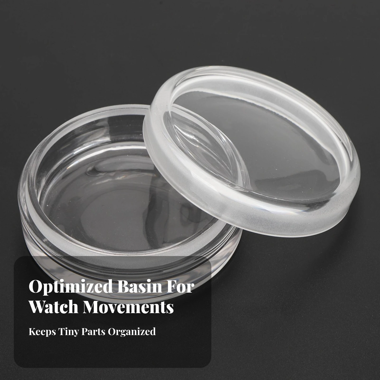 Glass Watch Movement Cleaning Jar Transparent Watch Movement Cleaning Jar Glass Cylinder with Lid Low-Silhouette Container Clear