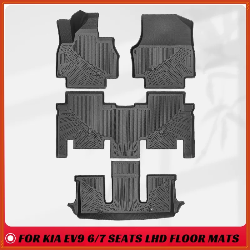 TPE Floor Mats For KIA EV9 2023-2025 6/7seats EV LHD Waterproof Anti-Slip Custom Fit All-Weather accessories