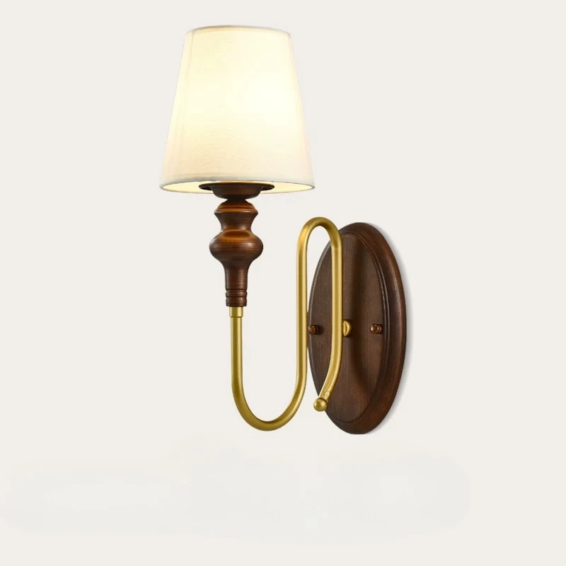 

American Countryside Fabric Wall Lamps LED Living Room Bedroom Bedside Hotel Study ​Balcony European Vintage Reading Wall Lights