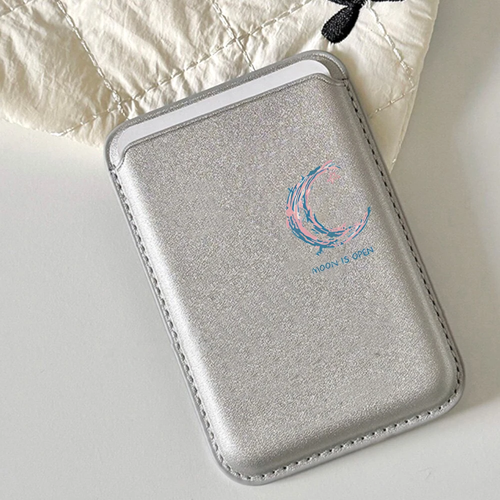 Minimalistisches Kunst-Mond-Leder-Kartenetui, Telefonkartenhalter für Magnetische Hülle, Geeignet für alle iPhone Magsafe Karten-Handyrückseiten-Taschen – Detail 1