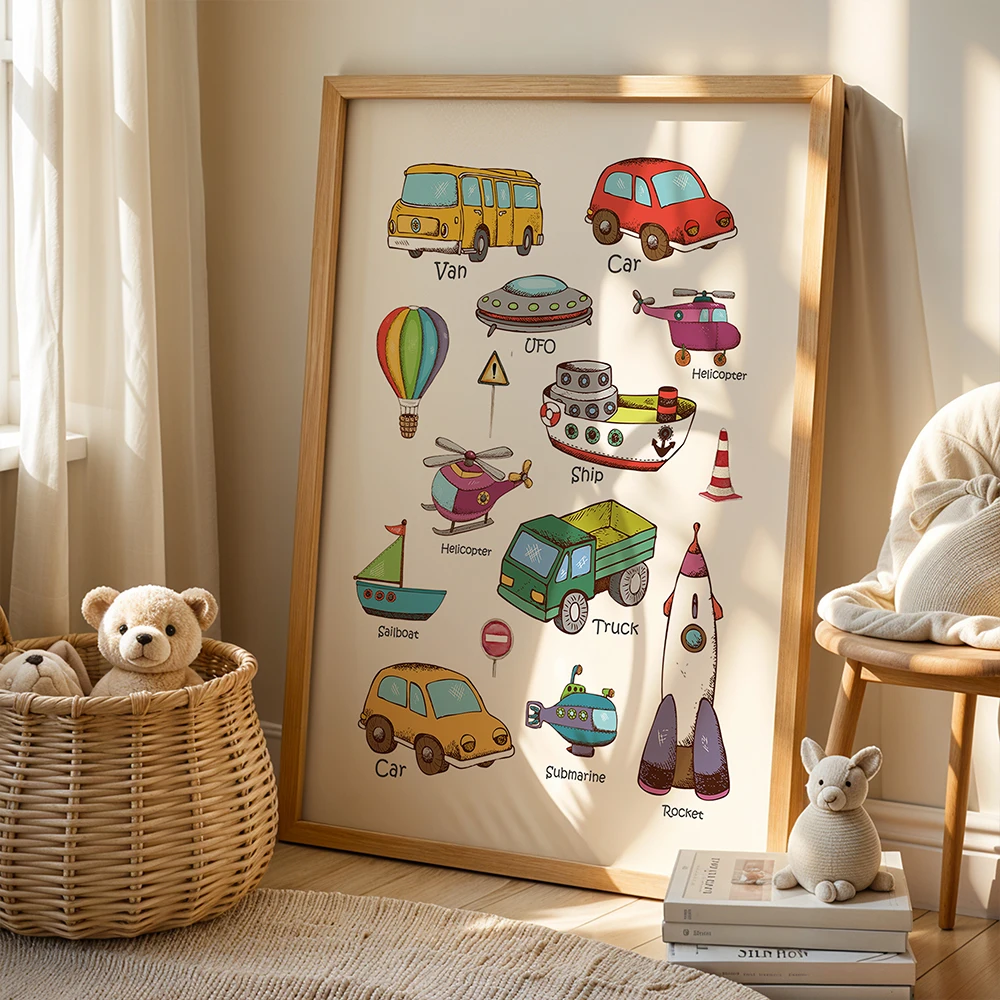 3 قطعة اسم مخصص شخصية الكرتون سيارة جدار الفن طباعة صورة قماش المشارك اللوحة لغرفة المعيشة غرفة الاطفال ديكور المنزل #2