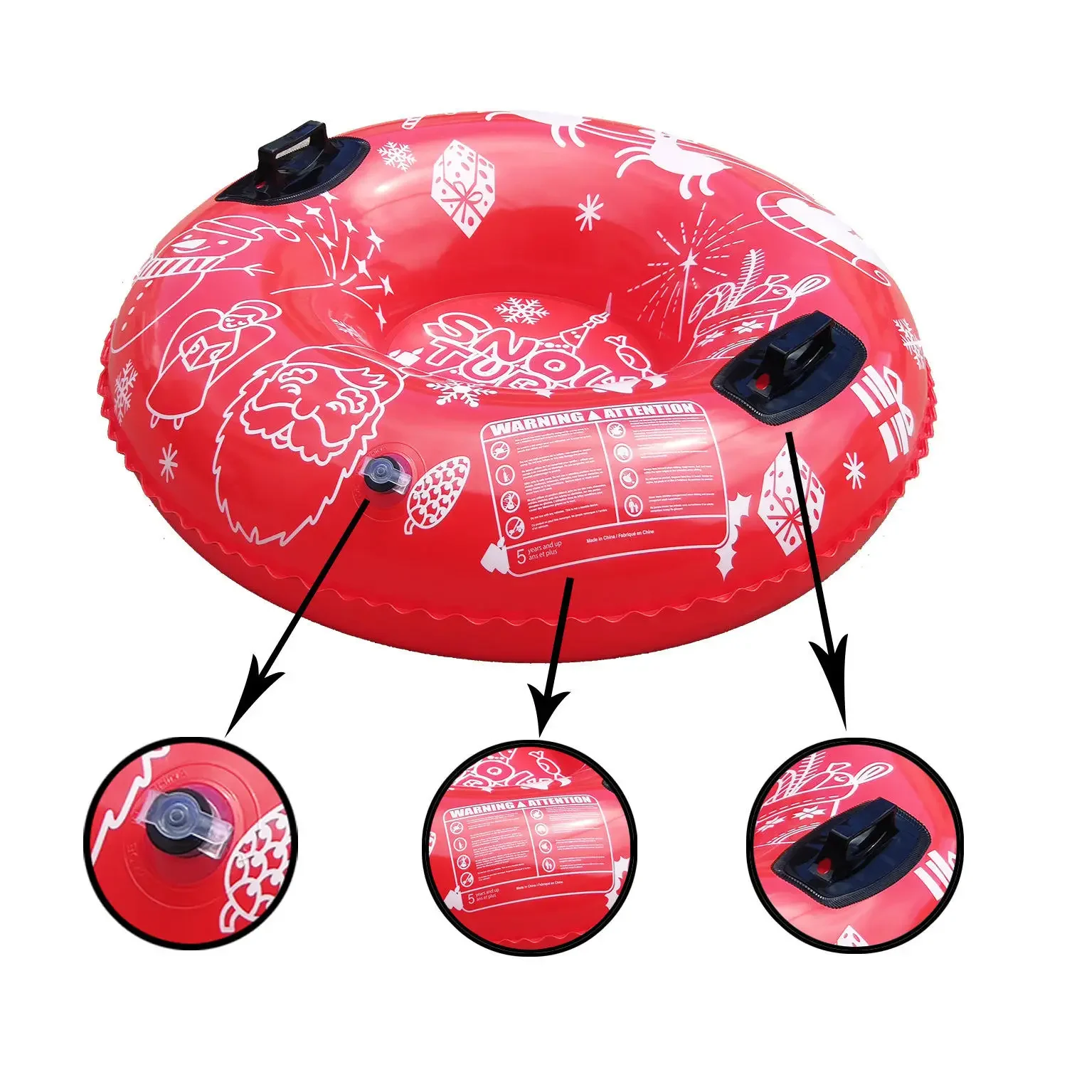 PVC Inflatable Snow Ski Tube Sleds Winter Sports Snow Tubes Large Snow Sled Ski Circle