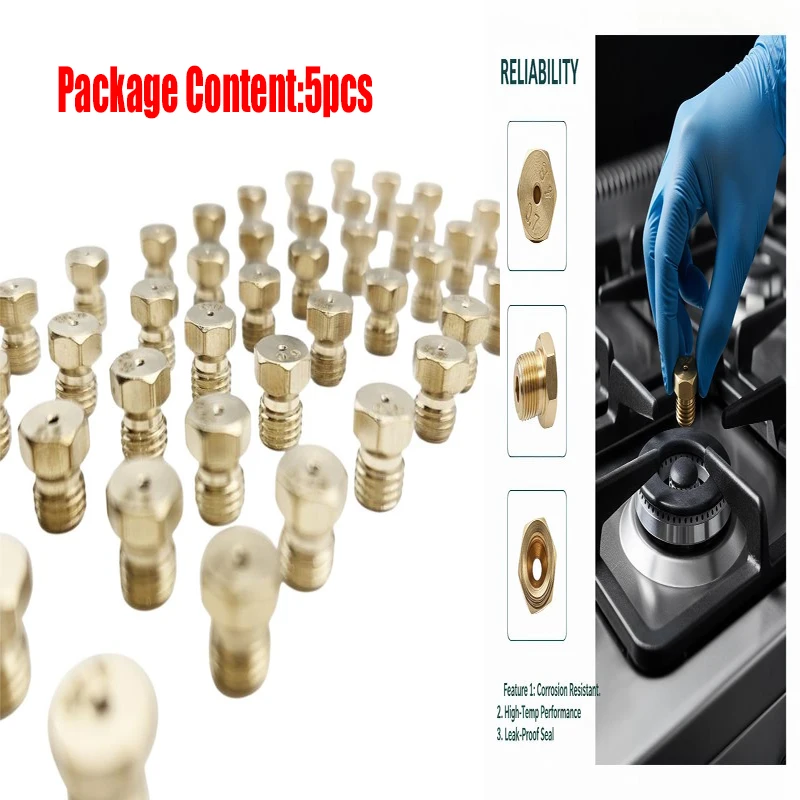 5PCS Brass Burner Gas Hob LPG- Conversion Kits Jets 50 65 70 87 95 Brass Nozzle For Gas Stove Brass Nozzle Propane Injector
