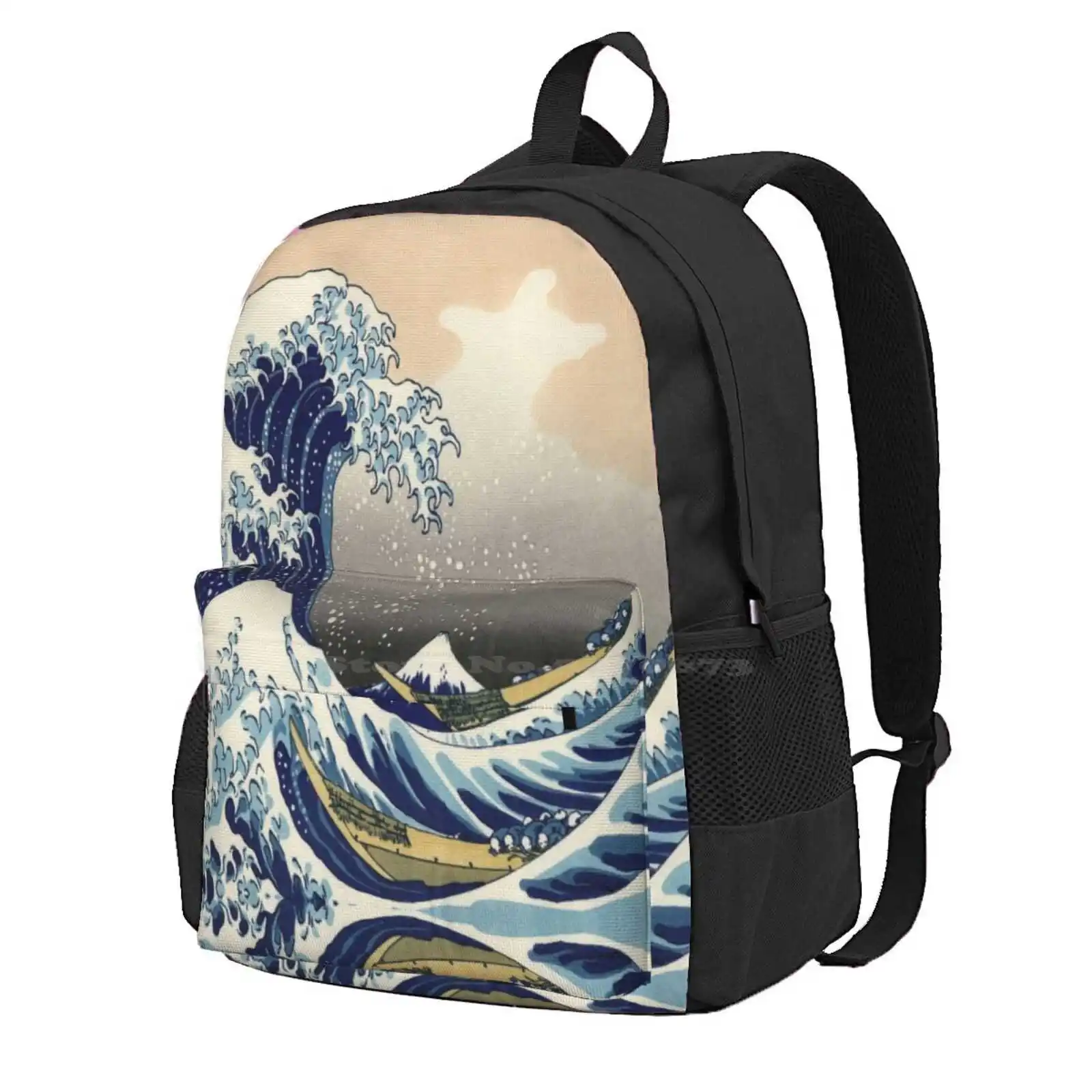 Great Wave Hot Sale Schoolbag Backpack Fashion Bags Sondersky Black Milk Sea Hokusai Great Wave Off Kanagawa Woodblock Vintage