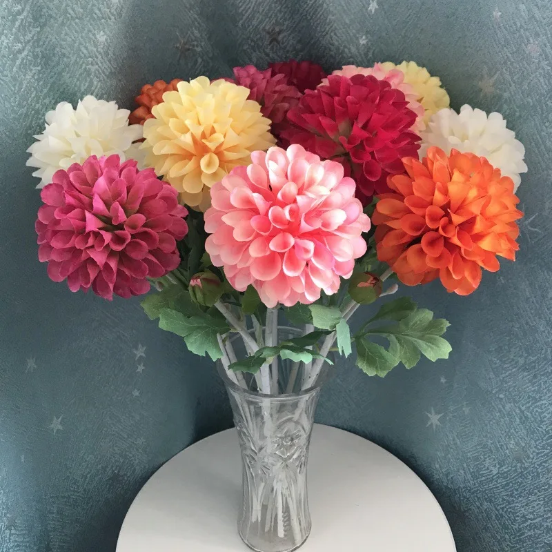 

Simulated 2-head Dahlia Home Wedding Decoration Fake Flower Planting Pole Dahlia Table Flower