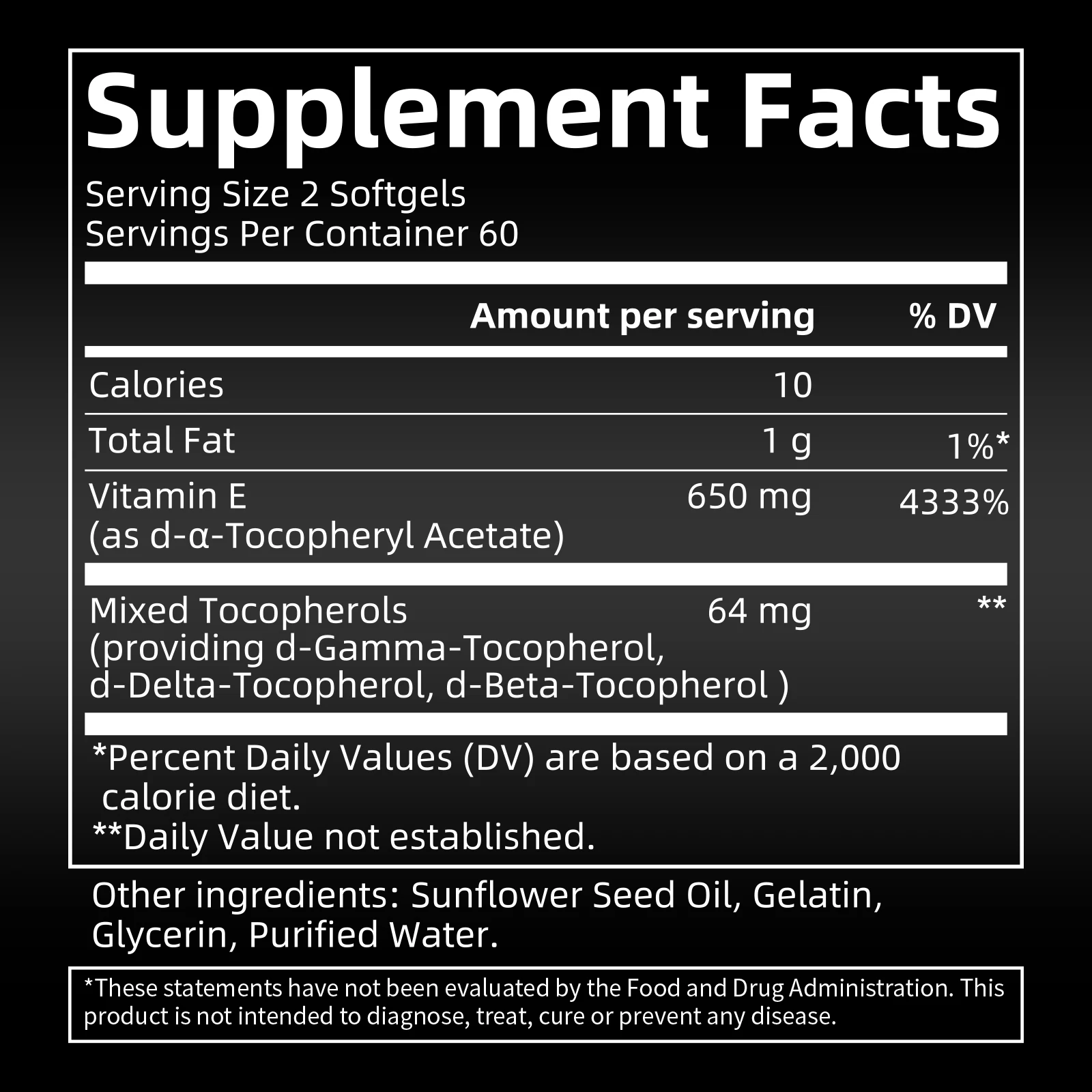 Minch 650MG Vitamin E Capsules Antioxidants Delay Aging, Protect Cells and Blood Vessels Skin and Beauty DAIRY FREE SOY FREE