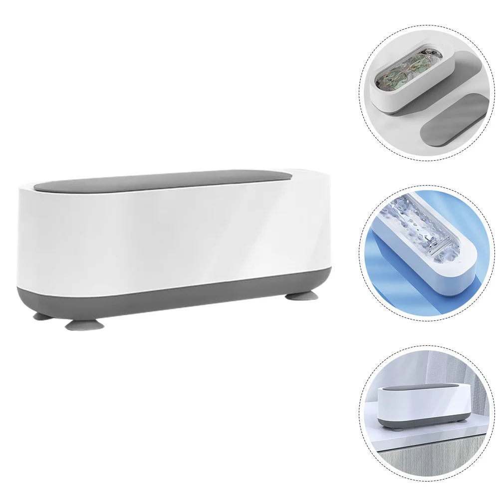 آلة تنظيف المجوهرات الفعالة، منظف النظارات المحمول، حجم صغير، مادة البولي بروبيلين، صندوق تنظيف عالي التردد الاهتزاز