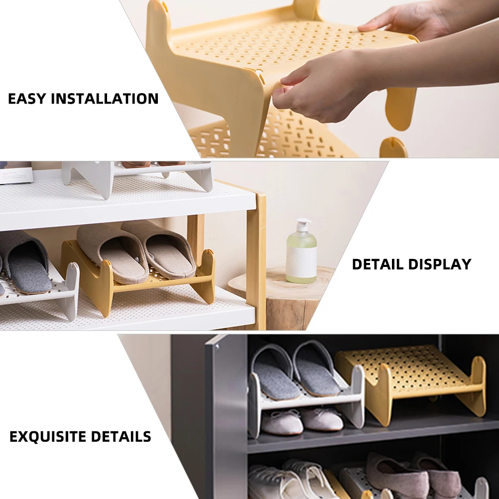 

Shoe Storage Rack Hollow PP Non Slip Baffle Simple Design Ventilated Moisture Proof ganizer Shelf for Dorm Tidy Home Style Shoes