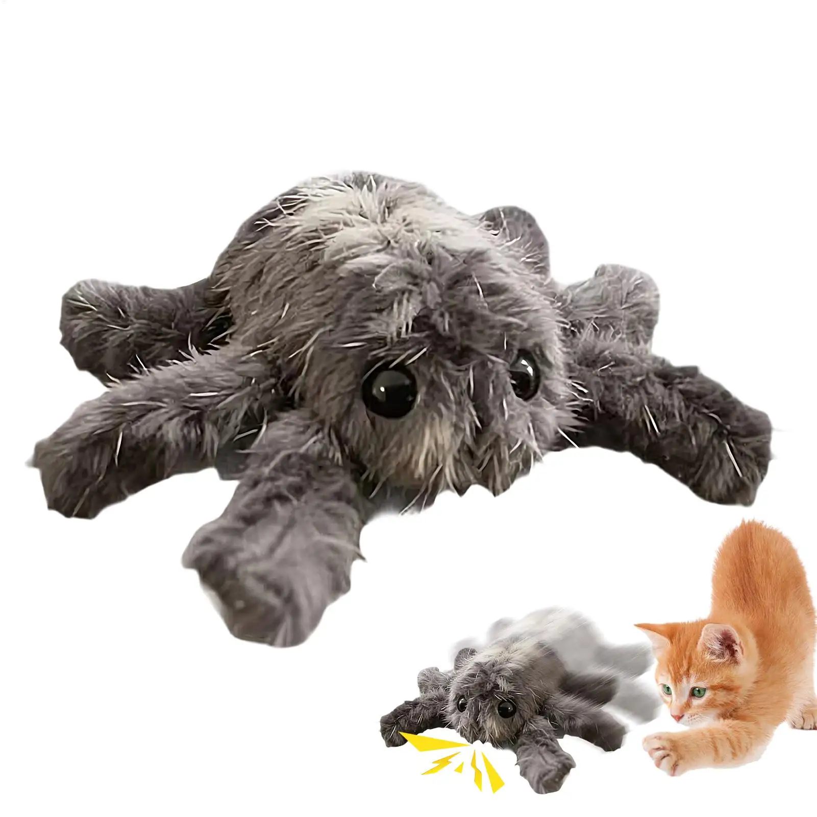 

Electric Cat Toy Rechargeable Motion Activation Plush Spider Cat Enrichment Toys For Home Living Room Play Area Apartment Alone