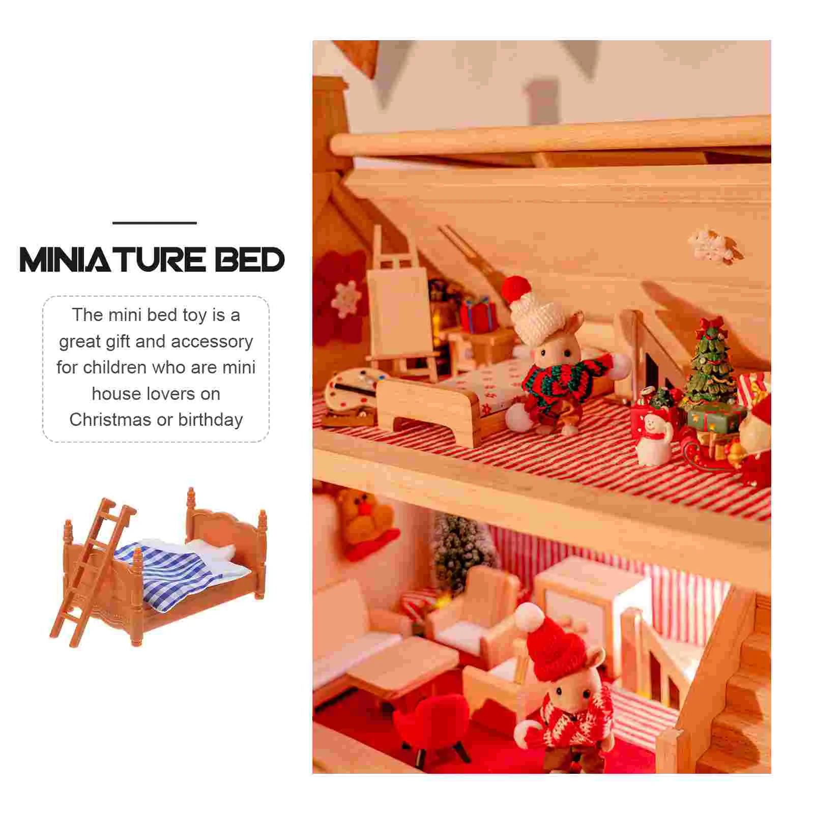 Decor Bed Model Mini Scene House Adornment Decorate Decoration Furniture Miniature Ornament Blue