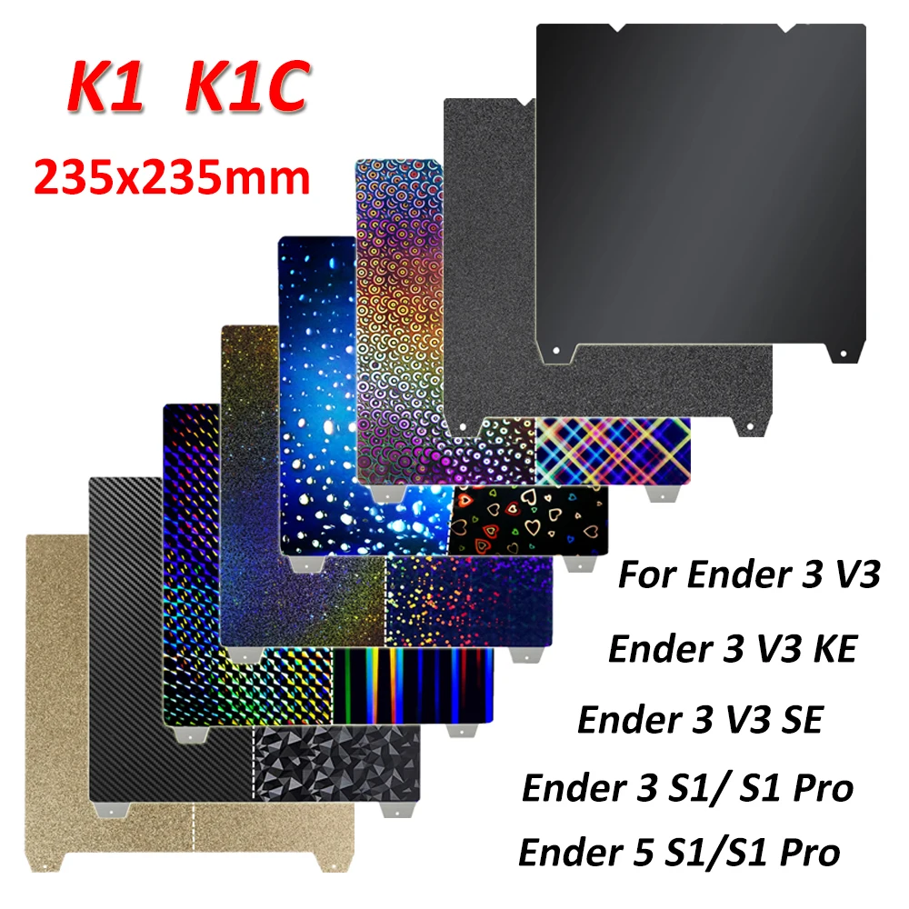 

Для Ender 3 V3 SE/KE, Ender 3/5 S1 Pro Лист PEI 235x235 Двусторонняя объединительная пластина для Creality Ender3 V3 SE K1 K1C Нагревательная платформа