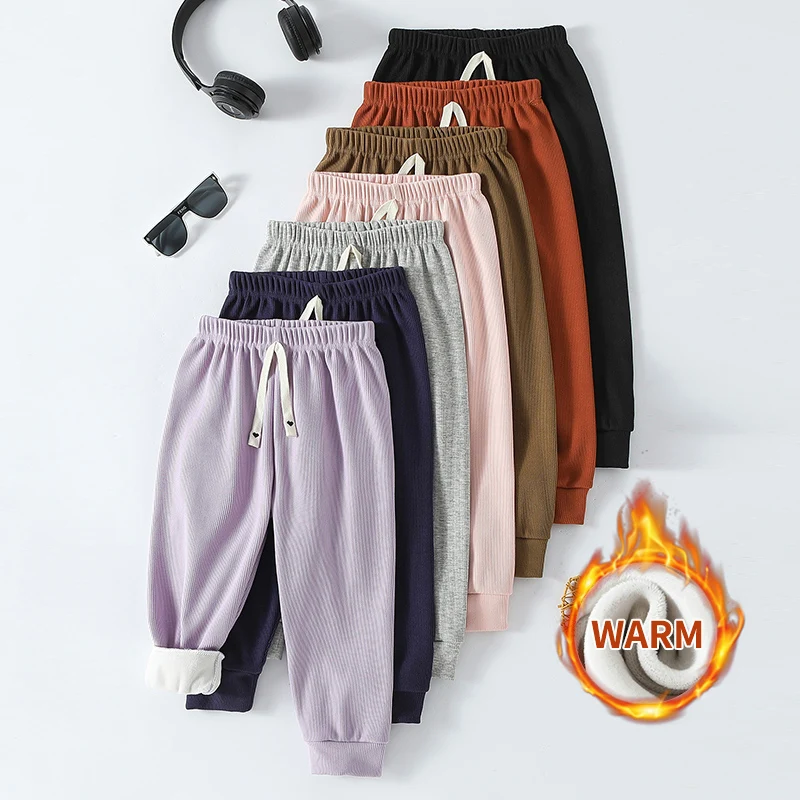 Autumn And Winter Children's 7-color Casual Sports Sweatpants Versatile For Boys And Girls With Thick Fleece And Haren Pants image 2