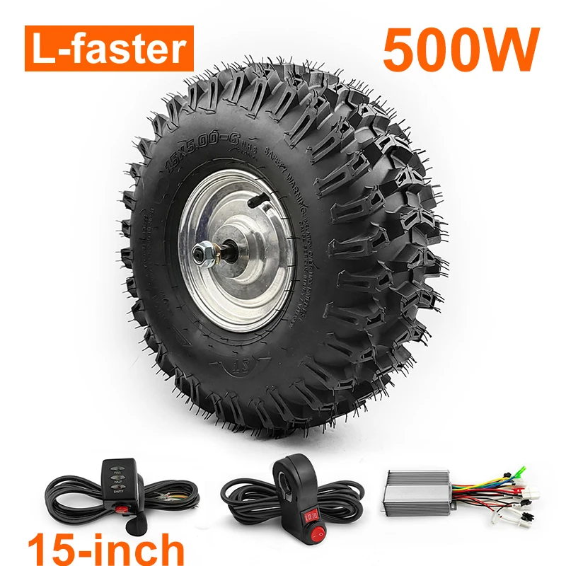 500W 15inch Electric Atv Snow Sweeper Agricultural Vehicle Handcart Brushless Gear Hub Motor wheel With Throttle Controller