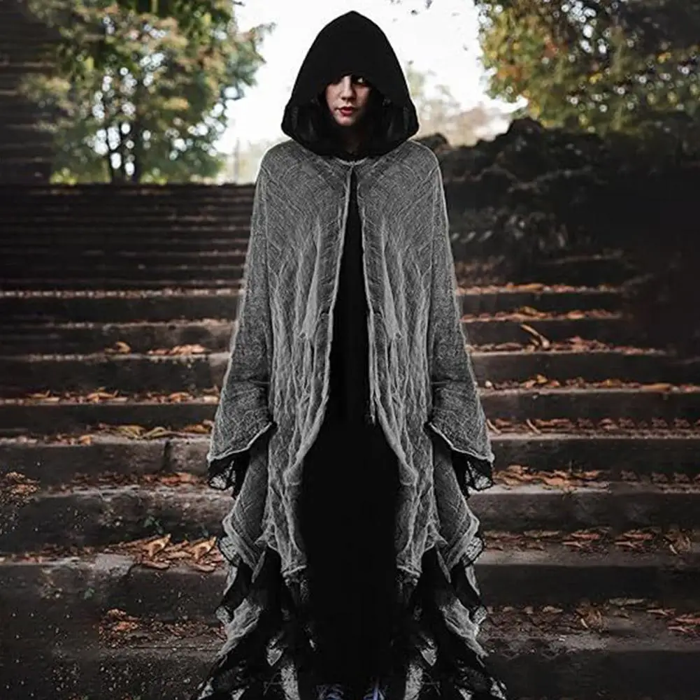 جديد مرعب الهيكل العظمي هالوين عباءة مع هود شبح تأثيري زي حفلة الرعب فستان زي عباءات الدعائم #3