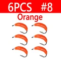 6 piezas de color naranja, talla 8
