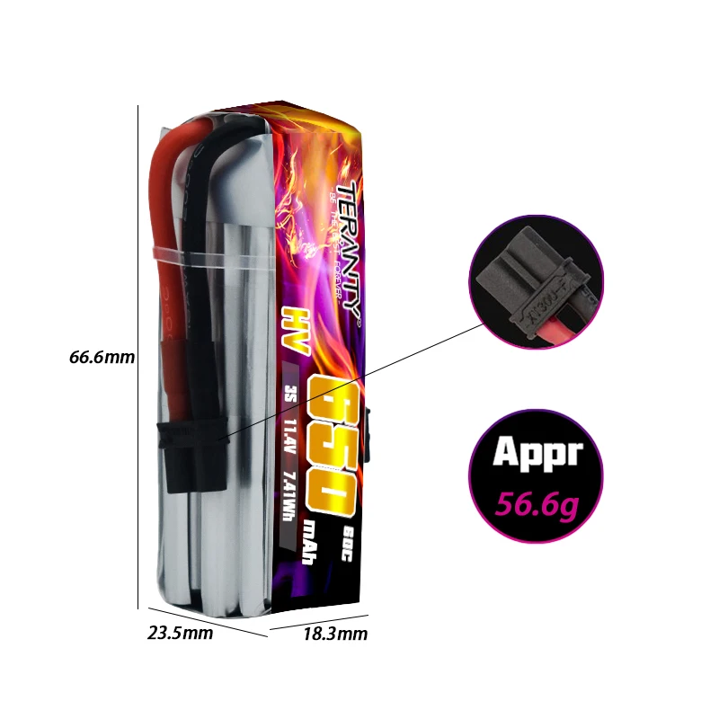 TERANTY 650mAh MAX 60C/120C 11.4V Lipo Battery For RC Helicopter Quadcopter FPV Racing Drone Parts With XT30 Plug