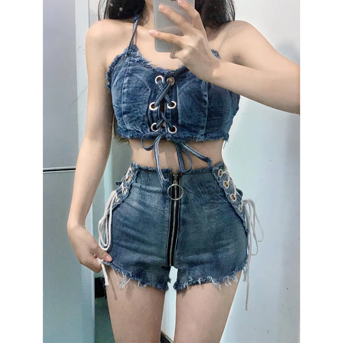 

Sexy High Waist Denim orts Women's Summer Autumn Hot Pants Super Store Fem Jeans orts Handmade Faded Regular Thin