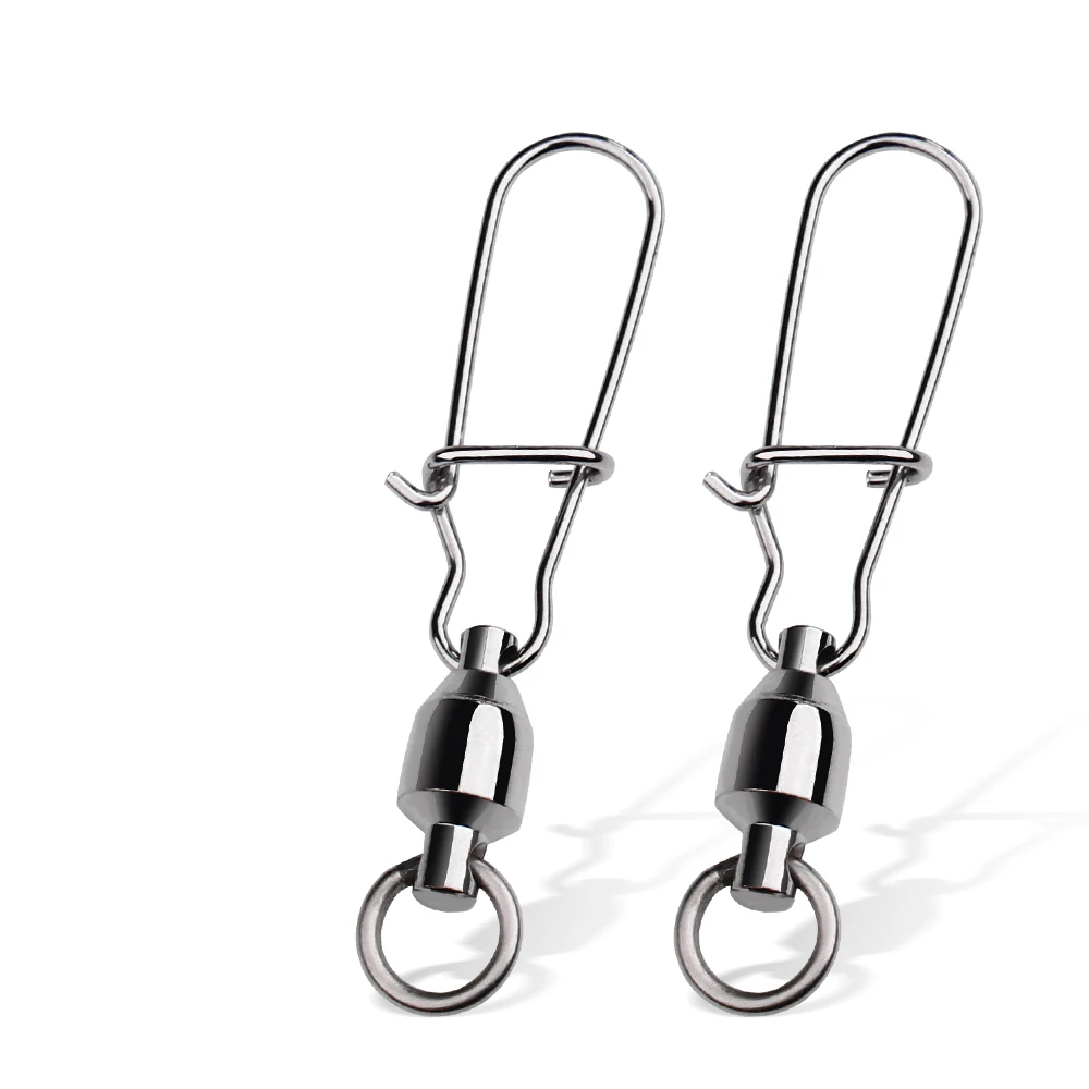 30Pcs Stainless Steel with Snap Fishhook Lure Swivels 50pcs/lot Fishing Connector Pin Bearing Rolling Swivel Fishing Tackle