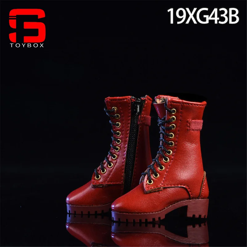 Vstroys 19xg43 1/6 escala soldado feminino zíper meados botas sapatos de couro oco modelo para 12 Polegada figura de ação corpo